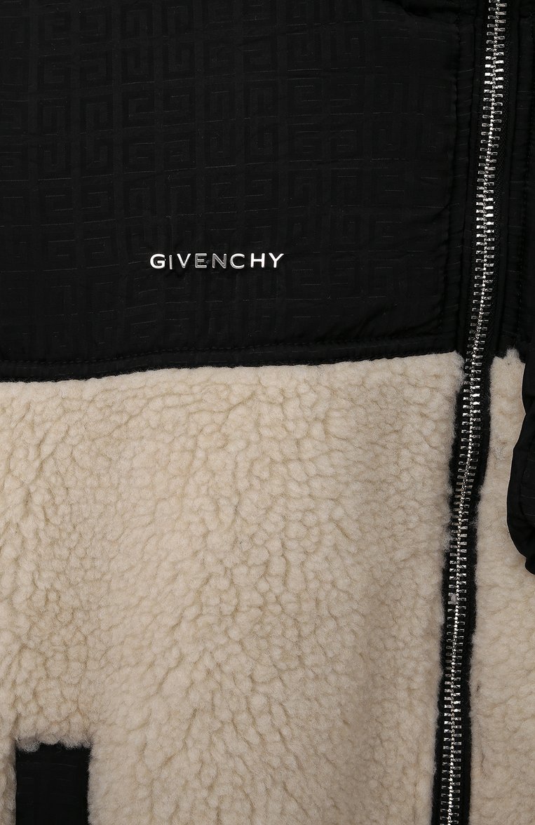 Детского утепленная куртка GIVENCHY черно-белого цвета, арт. H26145/6A-12A | Фото 3 (Драгоценные камни: Проставлено; Материал сплава: Проставлено; Материал внешний: Синтетический материал; Материал подклада: Синтетический материал; Кросс-КТ: Утепленный, Демисезон; Рукава: Длинные; Ростовка одежда: 6 лет | 116 см, 8 лет | 128 см, 10 - 11 лет | 140 - 146см, 12 лет | 152 см)