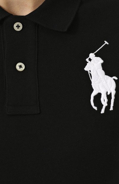 Хлопковое поло с вышитым логотипом бренда POLO RALPH LAUREN черного цвета по цене 17050 руб., арт. 211505656, фото 5 Хлопковое поло с вышитым логотипом бренда POLO RALPH LAUREN, арт. 211505656, фото 5