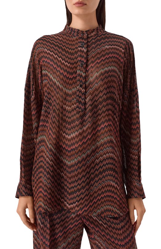 Блузка из вискозы и хлопка Missoni DS25WJ0F/BC005D Коричневый  DS25WJ0F/BC005D Фото 3