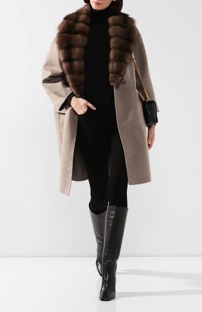 Пальто с меховым воротником MANZONI24, арт. 19M558-DB1Z/40-46, фото 2