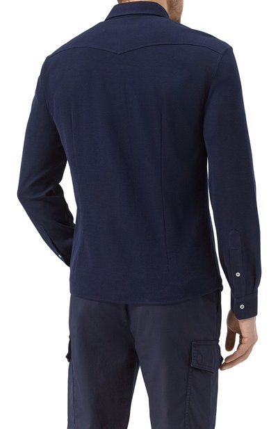 Рубашка из хлопка и шелка BRUNELLO CUCINELLI темно-синего цвета по цене 148500 руб., арт. MW8666666, фото 4 Рубашка из хлопка и шелка BRUNELLO CUCINELLI, арт. MW8666666, фото 4