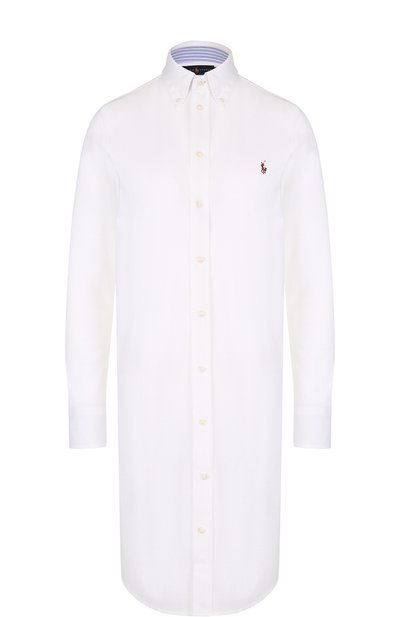 Женское хлопковое платье-рубашка с вышитым логотипом бренда POLO RALPH LAUREN, арт. 211659129