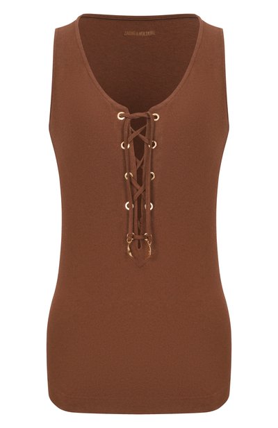 Женский майка из хлопка и льна ZADIG AND VOLTAIRE, арт. JWTT01278