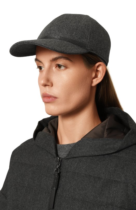 Бейсболка из шерсти и кашемира Brunello Cucinelli MCAP90128 Серый  MCAP90128 Фото 2