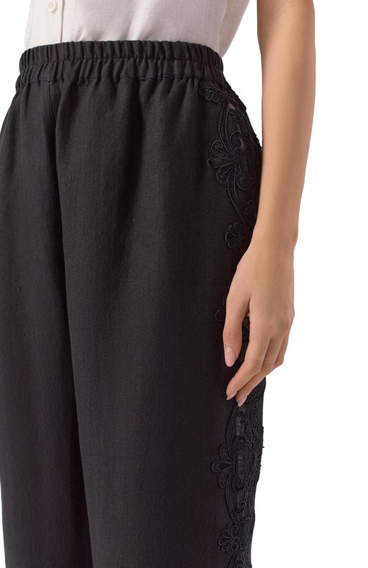 Льняные брюки Maurizio W01150881 Чёрный  W01150881 Фото 5