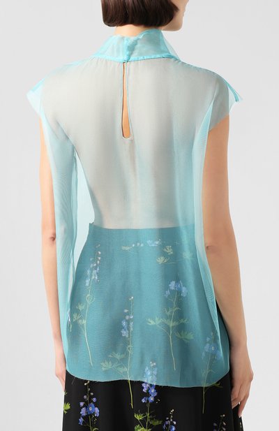 Шелковый топ DRIES VAN NOTEN голубого цвета по цене 65100 руб., арт. 192-10739-8136, фото 4 Шелковый топ DRIES VAN NOTEN, арт. 192-10739-8136, фото 4