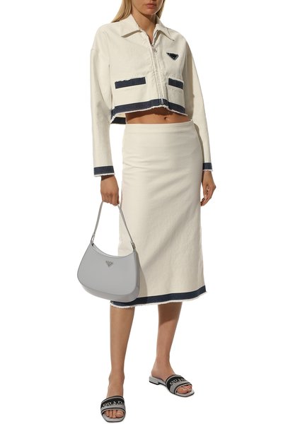 Текстильные шлепанцы PRADA серого цвета по цене 69000 руб., арт. 1XX612-3LKB-F0EHZ-B010, фото 2 Текстильные шлепанцы PRADA, арт. 1XX612-3LKB-F0EHZ-B010, фото 2