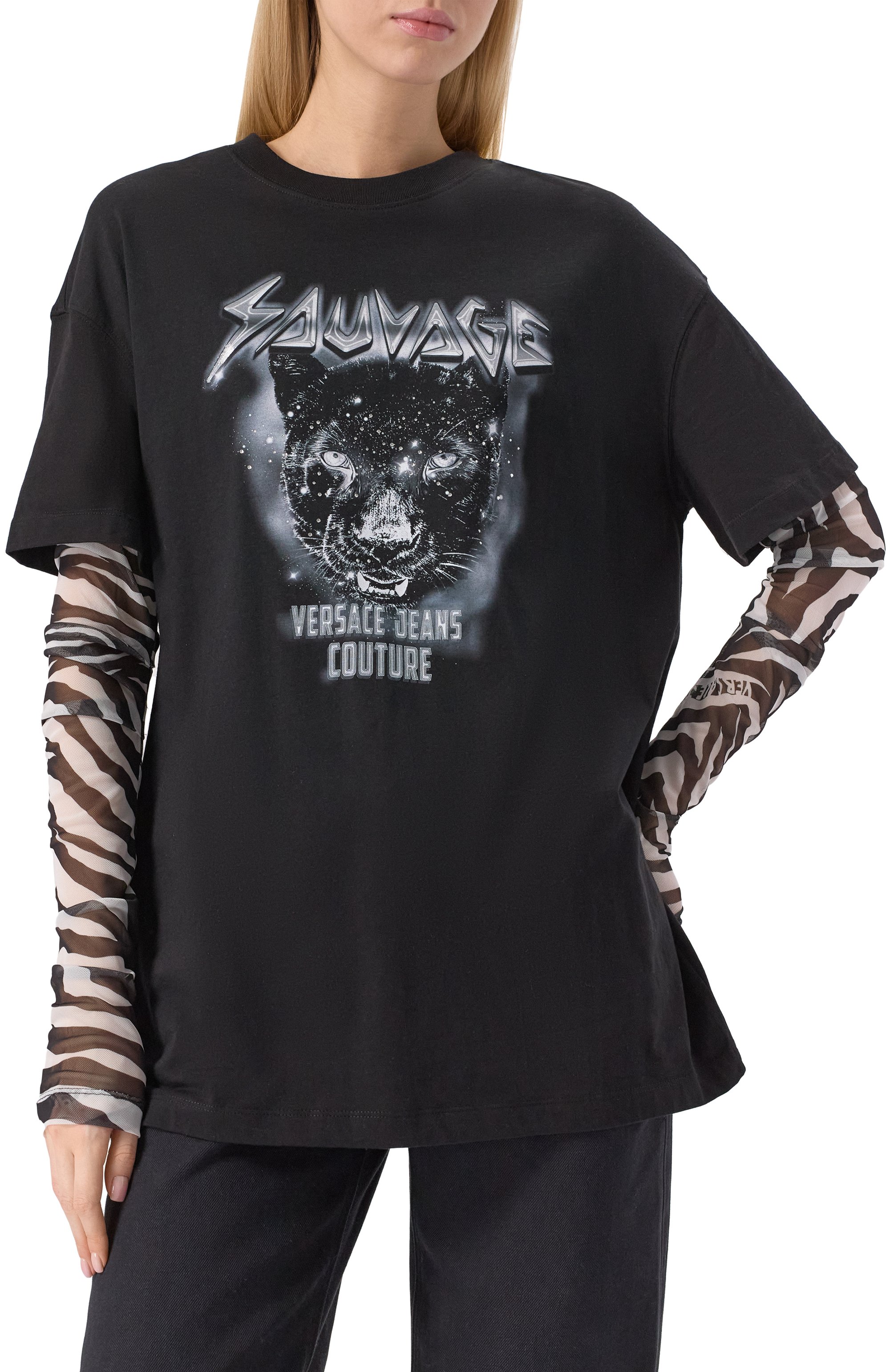 Хлопковый лонгслив VERSACE JEANS COUTURE, арт. 78HAHC04/CJ01C, фото 3