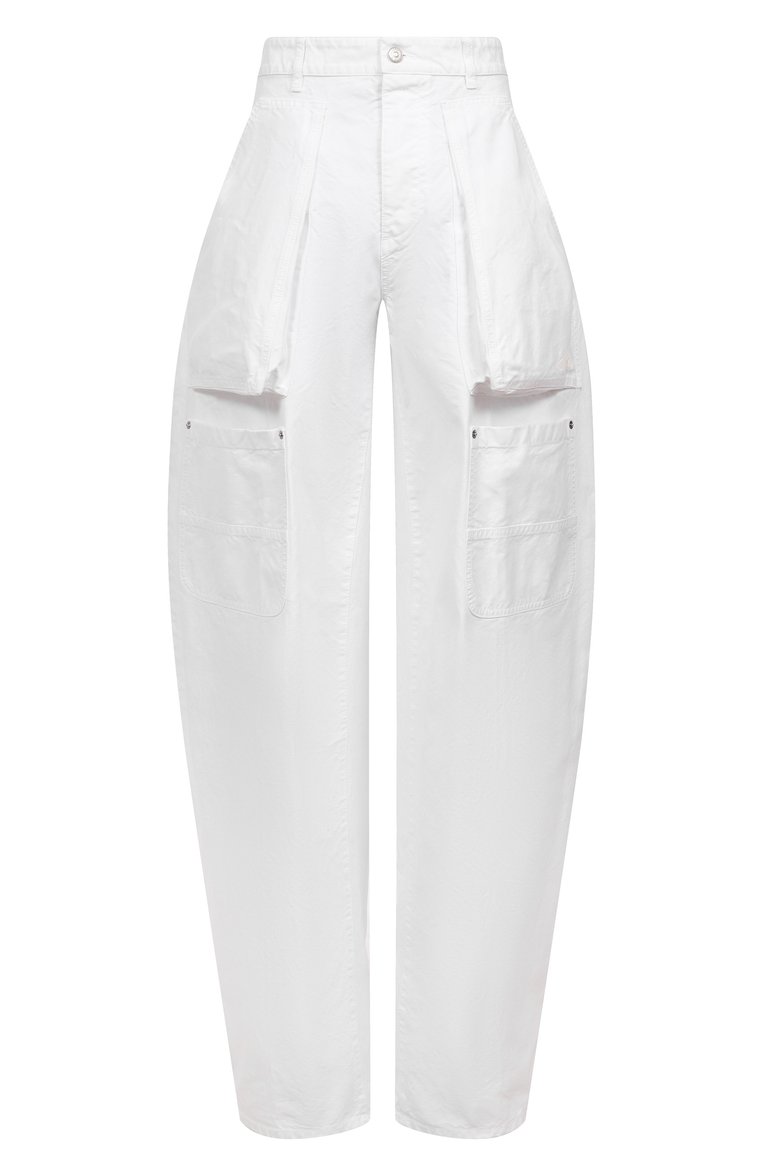 Женские хлопковые брюки-карго DSQUARED2 белого цвета, арт. S80KA0049/D35106 | Фото 1 (Материал внешний: Хлопок; Женское Кросс-КТ: Брюки-одежда; Силуэт Ж (брюки и джинсы): Широкие; Стили: Гранж; Длина (брюки, джинсы): Стандартные)