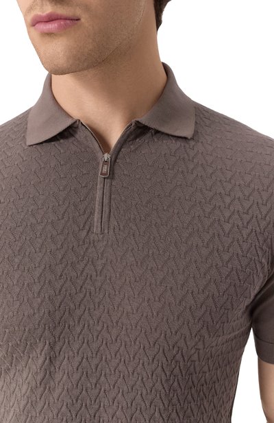 Хлопковое поло FEDELI темно-коричневого цвета по цене 67600 руб., арт. 8UED5921, фото 5 Хлопковое поло FEDELI, арт. 8UED5921, фото 5