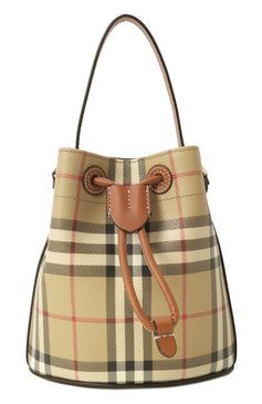 Женская сумка bucket mini BURBERRY бежевого цвета, арт. 8100486 | Фото 1 (Драгоценные камни: Проставлено; Ремень/цепочка: На ремешке; Материал: Текстиль, Экокожа; Размер: mini; Материал сплава: Проставлено)