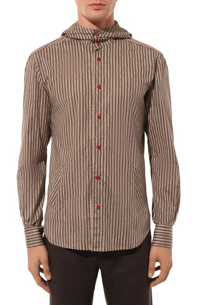 Хлопковая рубашка KITON коричневого цвета по цене 87550 руб., арт. UMCMARH0913001, фото 3 Хлопковая рубашка KITON, арт. UMCMARH0913001, фото 3