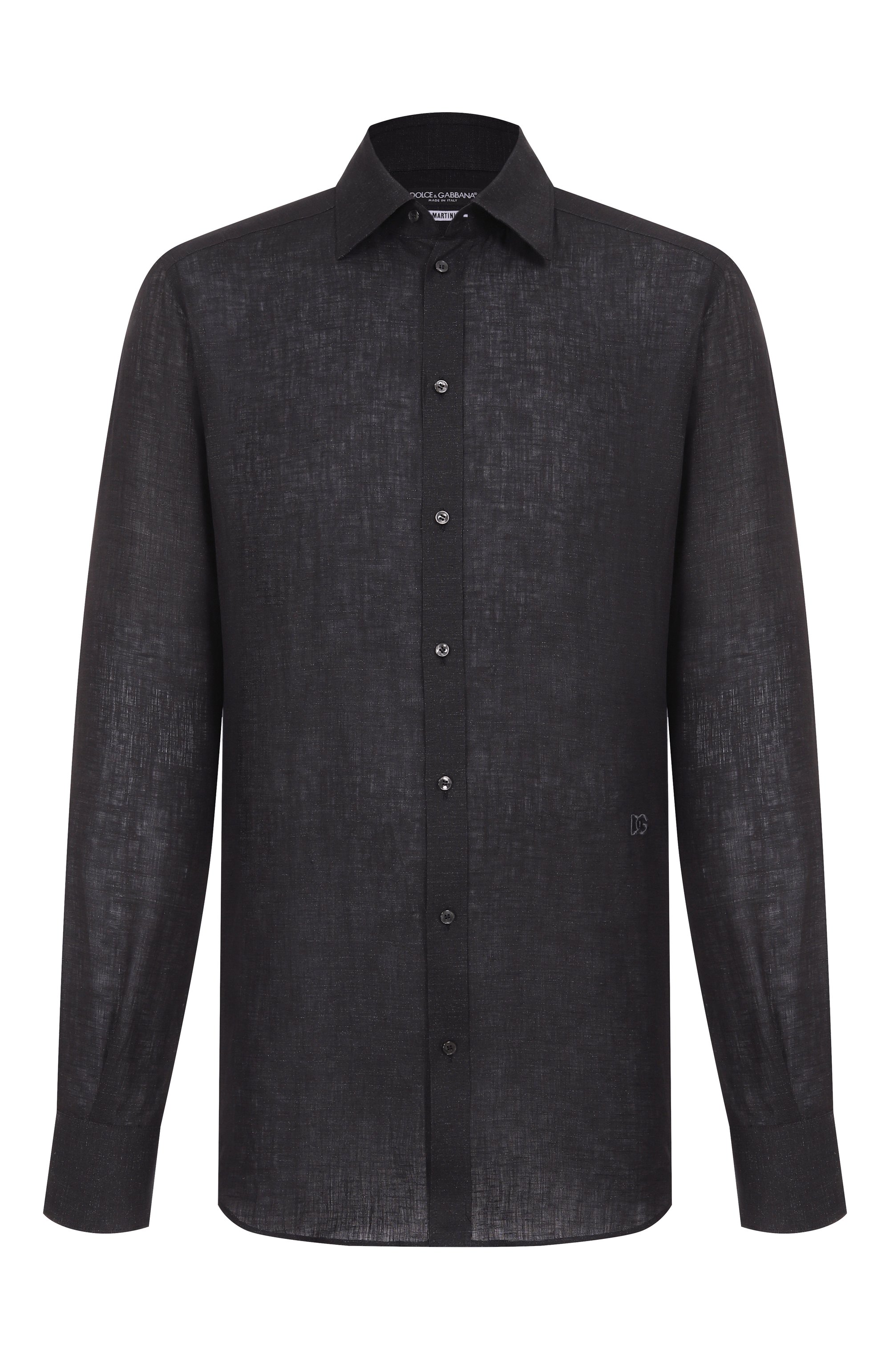 Льняная рубашка DOLCE & GABBANA темно-серого цвета по цене 89950 руб., арт. G5MM4Z/FU4MH, фото 1 Льняная рубашка DOLCE & GABBANA, арт. G5MM4Z/FU4MH, фото 1