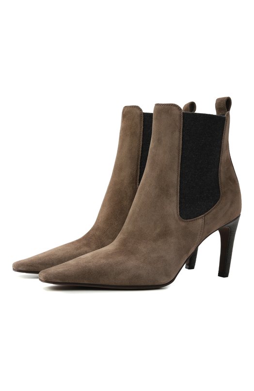Замшевые ботильоны Brunello Cucinelli MZSFC3008P Коричневый MZSFC3008P