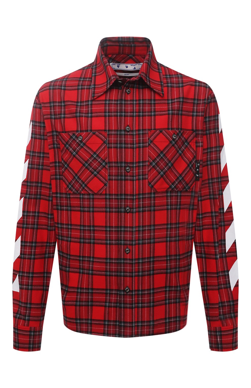 Хлопковая рубашка OFF-WHITE красного цвета по цене 74700 руб., арт. 0MGA133S21FAB001, фото 1 Хлопковая рубашка OFF-WHITE, арт. 0MGA133S21FAB001, фото 1