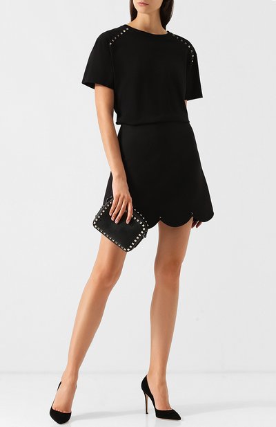 Хлопковая футболка с круглым вырезом и декоративной отделкой VALENTINO, арт. QB3MG07B3UC, фото 2