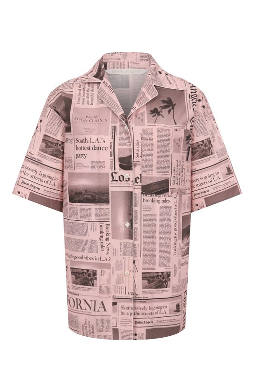 Хлопковая рубашка Palm Angels PWGG009F25FAB001 Розовый PWGG009F25FAB001