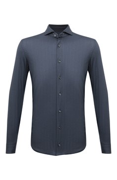 Мужская хлопковая рубашка VAN LAACK синего цвета, арт. PER-LSF/187550 | Фото 1 (Манжеты: На пуговицах; Рукава: Длинные; Воротник: Акула; Случай: Повседневный; Длина (для топов): Стандартные; Рубашки М: Slim Fit; Материал сплава: Проставлено; Материал внешний: Хлопок; Принт: Однотонные; Драгоценные камни: Проставлено; Стили: Кэжуэл)