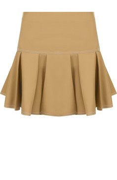 Женская однотонная мини-юбка с контрастной прострочкой CHLOÉ хаки цвета, арт. CHC18AJU03063 | Фото 1 (Длина Ж (юбки, платья, шорты): Мини; Материал внешний: Полиэстер, Шерсть, Синтетический материал; Статус проверки: Проверено, Проверена категория; Женское Кросс-КТ: Юбка-одежда; Материал сплава: Проставлено, Проверено; Драгоценные камни: Проставлено)