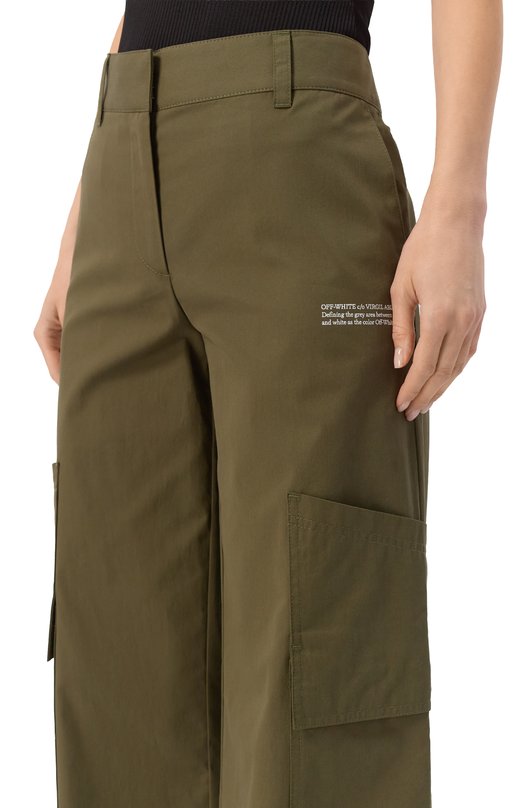 Брюки-карго из вискозы Off-White 0WCF026S25FAB002 Хаки  0WCF026S25FAB002 Фото 5