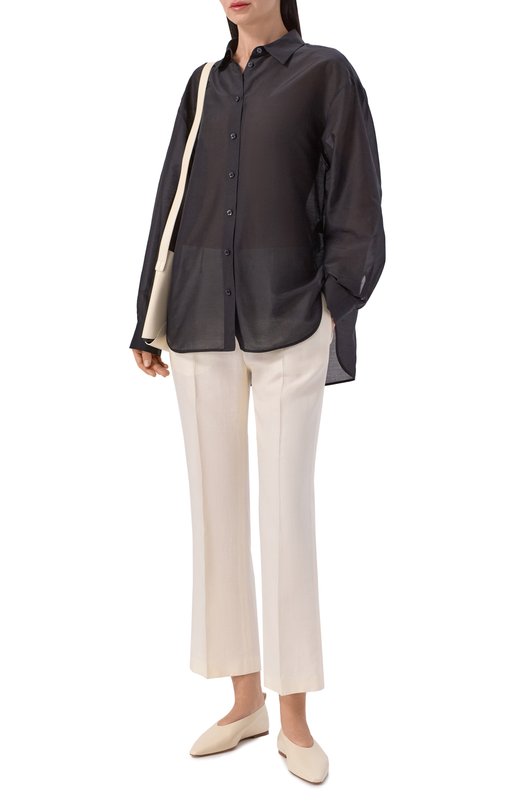 Рубашка из хлопка и шелка 12 STOREEZ 137689 Чёрный  137689 Фото 2