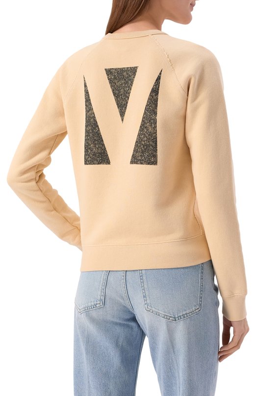 Хлопковый свитшот Valentino 7B3MF24S/9HB Кремовый  7B3MF24S/9HB Фото 4
