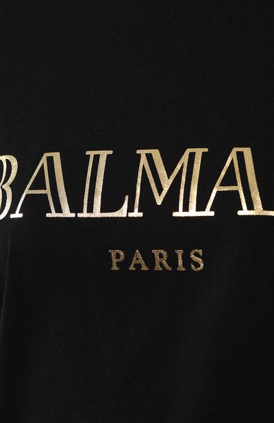 Хлопковая футболка BALMAIN черного цвета по цене 32950 руб., арт. RF11077/I042, фото 5 Хлопковая футболка BALMAIN, арт. RF11077/I042, фото 5