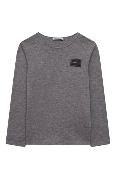 Хлопковый лонгслив DOLCE & GABBANA серого цвета по цене 15150 руб., арт. L1JT7M/G70LK, фото 1 Хлопковый лонгслив DOLCE & GABBANA, арт. L1JT7M/G70LK, фото 1