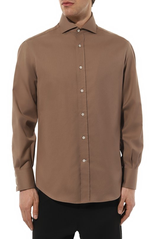 Хлопковая рубашка Brunello Cucinelli MW6040028 Коричневый  MW6040028 Фото 3