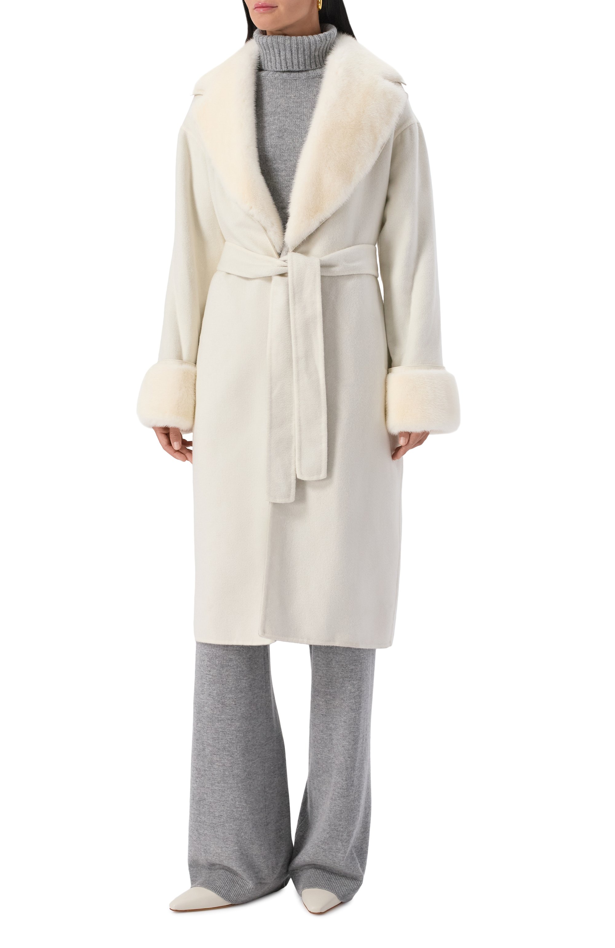 Кашемировое пальто с отделкой из норки KITON, арт. D60621DK0541A01, фото 3