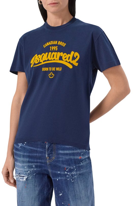 Хлопковая футболка Dsquared2 S75GD0488/D20035 Синий  S75GD0488/D20035 Фото 3