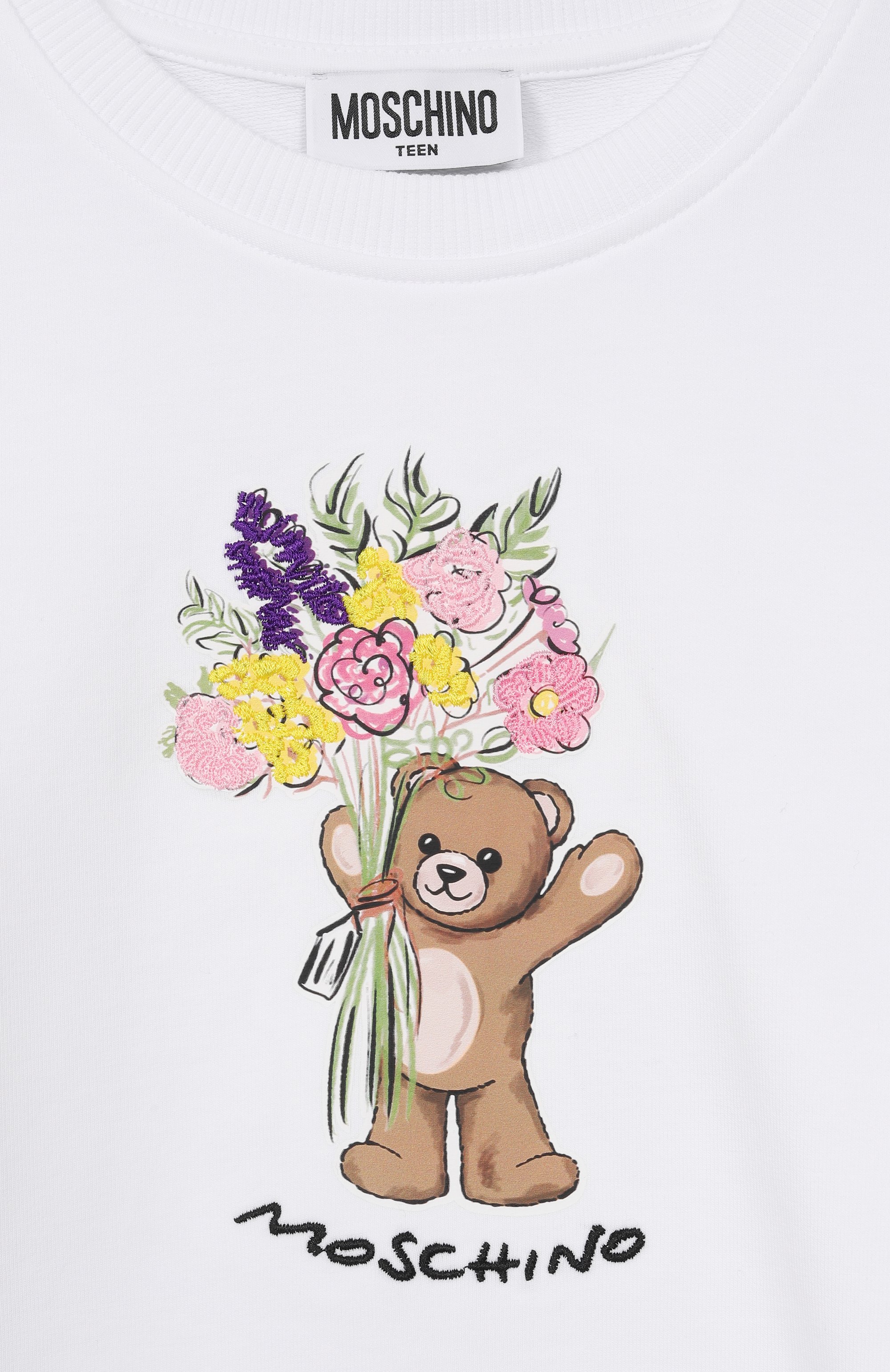 Хлопковый свитшот MOSCHINO белого цвета по цене 13600 руб., арт. HLF02M/LDA00, фото 3 Хлопковый свитшот MOSCHINO, арт. HLF02M/LDA00, фото 3