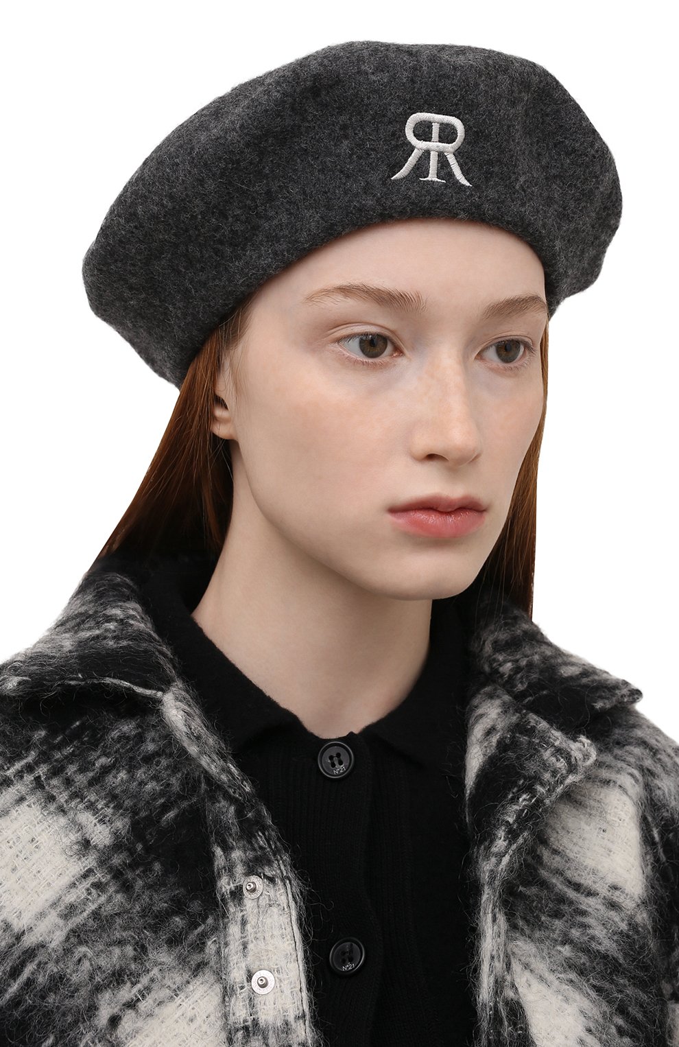 Шерстяной берет ROKH серого цвета по цене 42400 руб., арт. RA4CA11 WM, фото 2 Шерстяной берет ROKH, арт. RA4CA11 WM, фото 2
