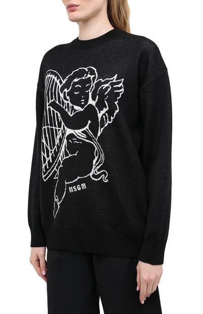 Пуловер MSGM черного цвета по цене 35350 руб., арт. 2941MDM130 207774, фото 3 Пуловер MSGM, арт. 2941MDM130 207774, фото 3