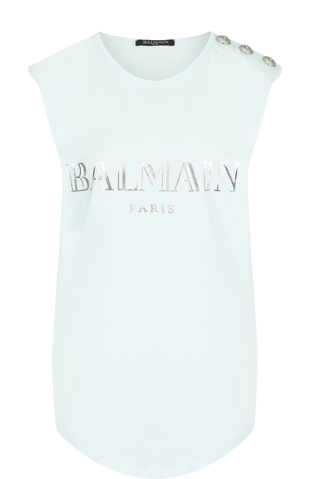 Хлопковый топ с круглым вырезом и логотипом бренда BALMAIN, арт. 128535/326I, фото 1