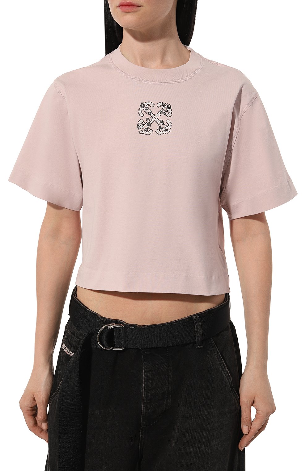 Хлопковая футболка OFF-WHITE розового цвета по цене 33850 руб., арт. 0WAA090S24JER005, фото 3 Хлопковая футболка OFF-WHITE, арт. 0WAA090S24JER005, фото 3