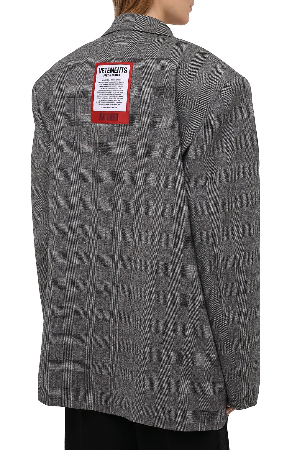 Шерстяной жакет VETEMENTS, арт. WE51JA500W 1207/GREY CHECK, фото 4