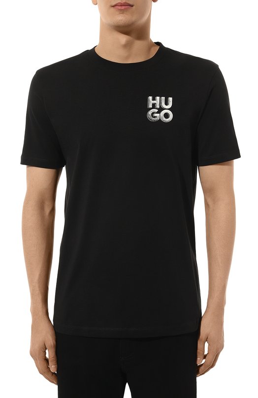 Хлопковая футболка HUGO 50508944 Чёрный  50508944 Фото 3