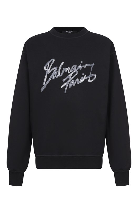 Хлопковый свитшот Balmain GH1JQ130/BD41 Чёрный GH1JQ130/BD41