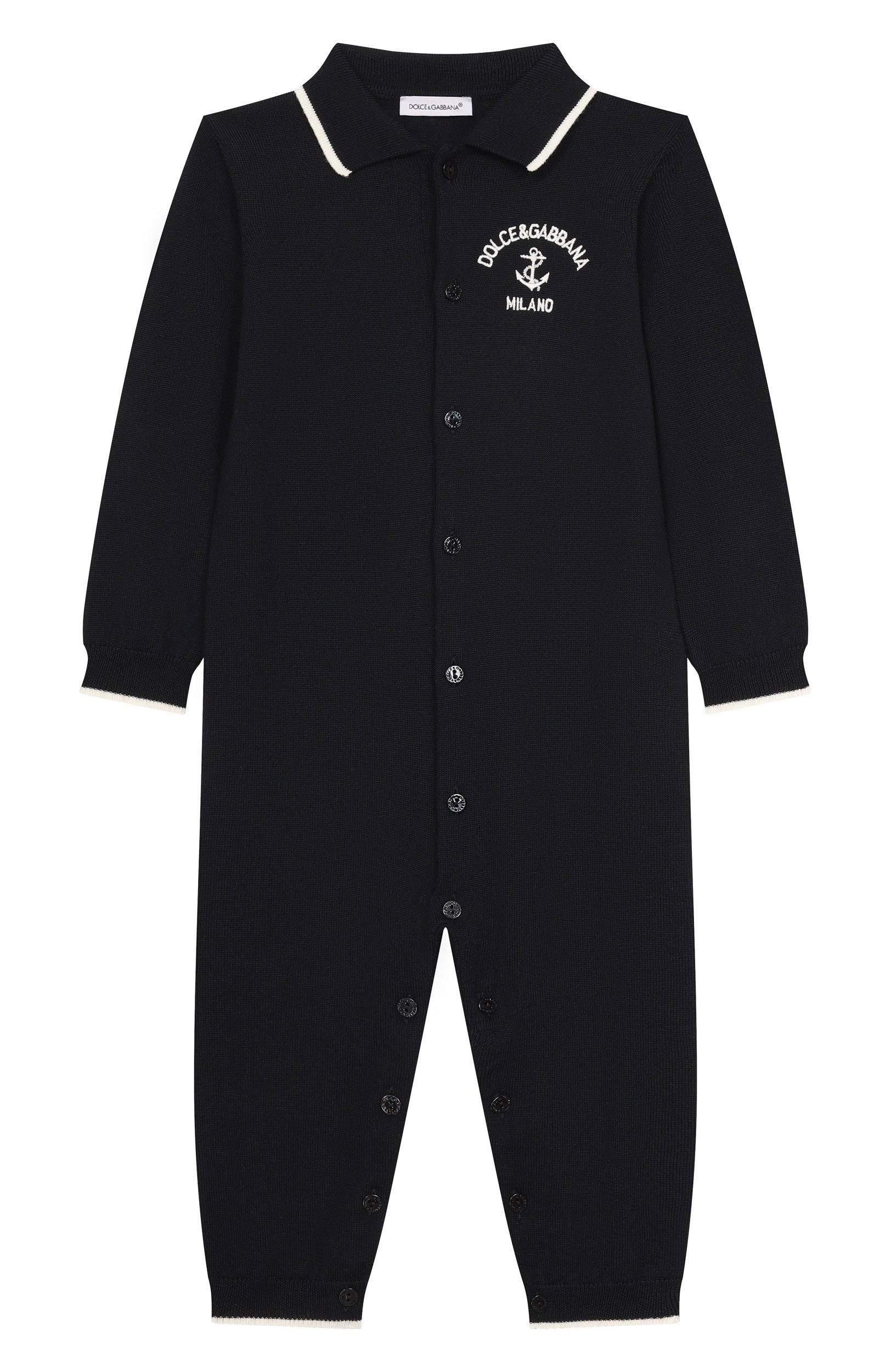 Шерстяной комбинезон DOLCE & GABBANA темно-синего цвета по цене 89950 руб., арт. L1KWK1/JDVIZ, фото 1 Шерстяной комбинезон DOLCE & GABBANA, арт. L1KWK1/JDVIZ, фото 1