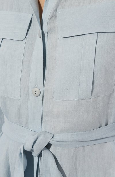 Льняное платье A MERE CO голубого цвета по цене 53500 руб., арт. AMC-RSS23-035B, фото 5 Льняное платье A MERE CO, арт. AMC-RSS23-035B, фото 5