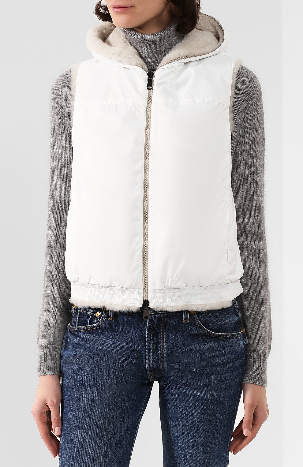 Двусторонний жилет с мехом козлика BRUNELLO CUCINELLI, арт. MPMWE3080, фото 6