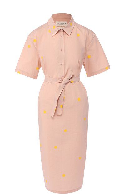 Хлопковое платье-рубашка с поясом в горох NINA DONIS, арт. 38ND32, фото 1