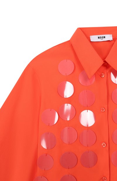 Хлопковая рубашка MSGM KIDS оранжевого цвета по цене 18700 руб., арт. S6MSJGSI097, фото 3 Хлопковая рубашка MSGM KIDS, арт. S6MSJGSI097, фото 3