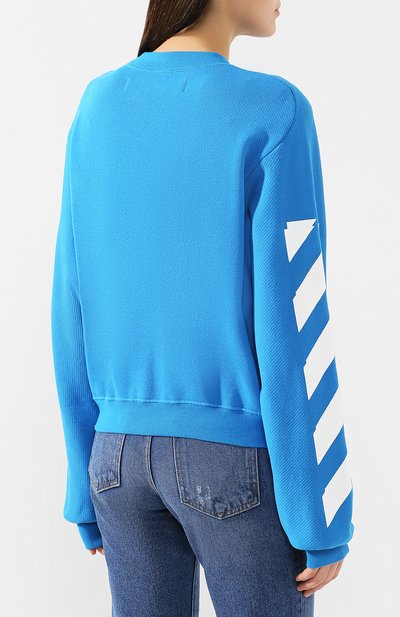 Хлопковый свитшот OFF-WHITE голубого цвета по цене 58900 руб., арт. 0WBA043R19C480693001, фото 4 Хлопковый свитшот OFF-WHITE, арт. 0WBA043R19C480693001, фото 4
