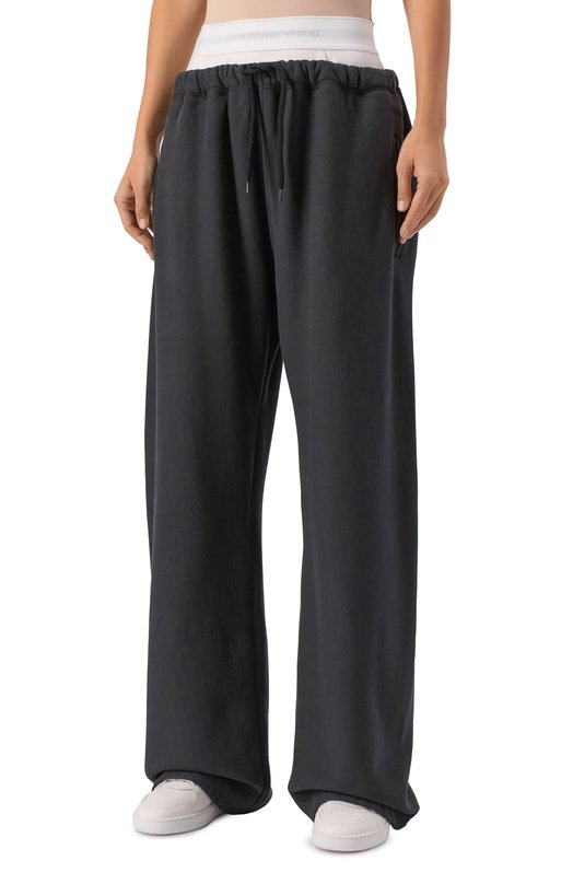 Хлопковые брюки alexanderwang.t 4CC1244349 Чёрный  4CC1244349 Фото 3