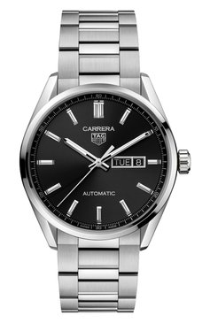 Мужские часы carrera 5 TAG HEUER бесцветного цвета, арт. WBN2010.BA0640 | Фото 1 (Механизм: Автомат; Материал к�орпуса: Сталь; Региональные ограничения белый список (Axapta Mercury): Не проставлено; Цвет циферблата: Чёрный; Нос: Не проставлено)