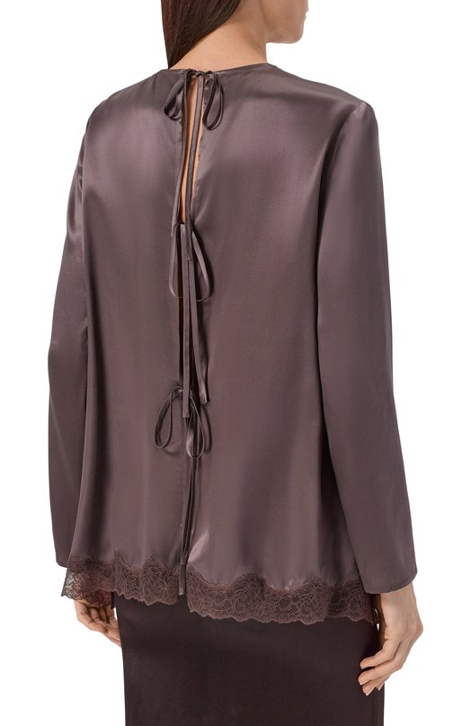 Шелковая блузка Magda Butrym 389426 Коричневый  389426 Фото 4