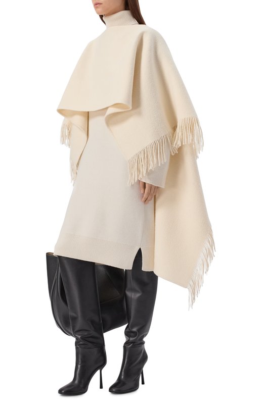 Шерстяное пончо TOTEME 254-WSC0132-FB0471 Кремовый  254-WSC0132-FB0471 Фото 2