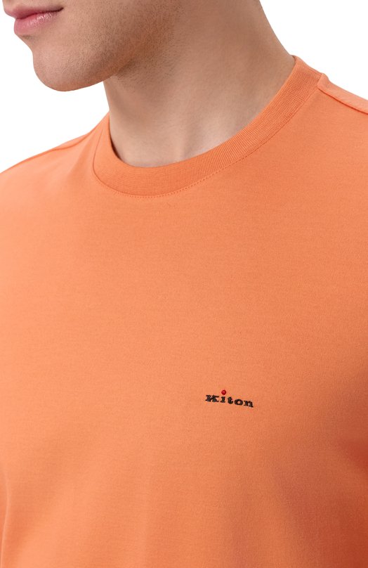 Хлопковая футболка Kiton UMK0891 Оранжевый  UMK0891 Фото 5